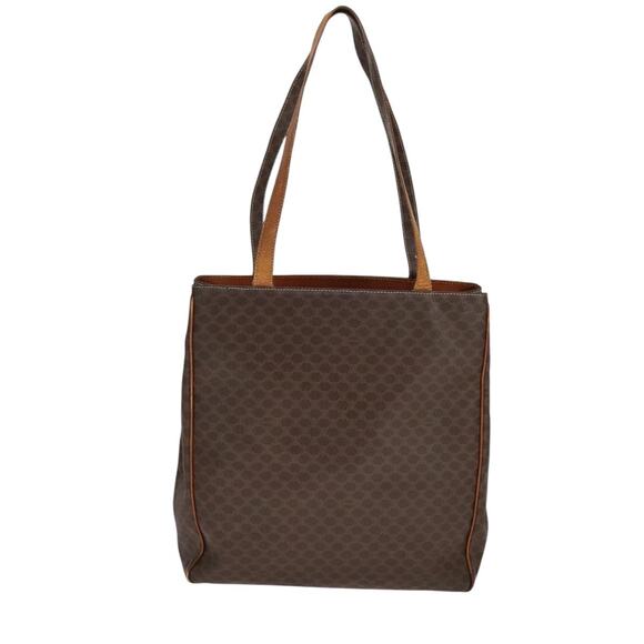 CELINE Macadam Canvas Tote Bag Pvc Brown Gold - Picture 3 of 13
